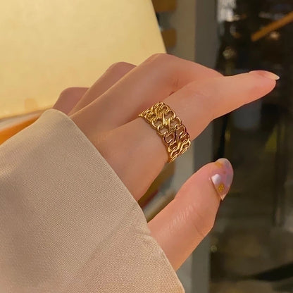 Titanium Steel 18K Gold Plated Minimalist Plating Metal Geometric Titanium Steel Open Ring