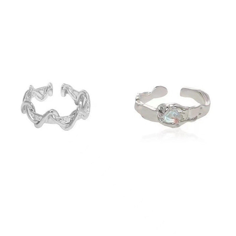 Fairy Style Modern Style Minimalist Moon Heart Shape Butterfly Alloy Copper Gold Plated Silver Plated Artificial Gemstones Artificial Diamond Open Ring In Bulk