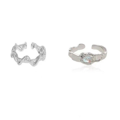 Fairy Style Modern Style Minimalist Moon Heart Shape Butterfly Alloy Copper Gold Plated Silver Plated Artificial Gemstones Artificial Diamond Open Ring In Bulk