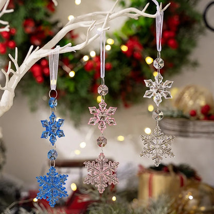 Christmas Minimalist Classic Style Snowflake Arylic Holiday Festival Hanging Ornaments Decorative Props Decorations Hanging Ornaments