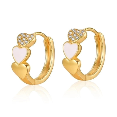 1 Pair Retro Sweet Triangle Devil\'s Eye Heart Shape Enamel Plating Inlay Copper Zircon 18k Gold Plated Ear Studs