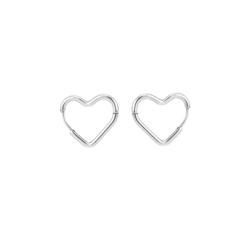 1 Pair Commute Pentagram Heart Shape Polishing Plating Stainless Steel 18K Gold Plated Earrings
