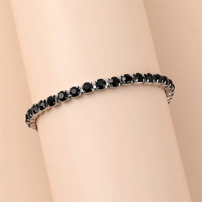 3 Pieces Minimalist Shiny Geometric 304 Stainless Steel Rhinestones Bracelets In Bulk