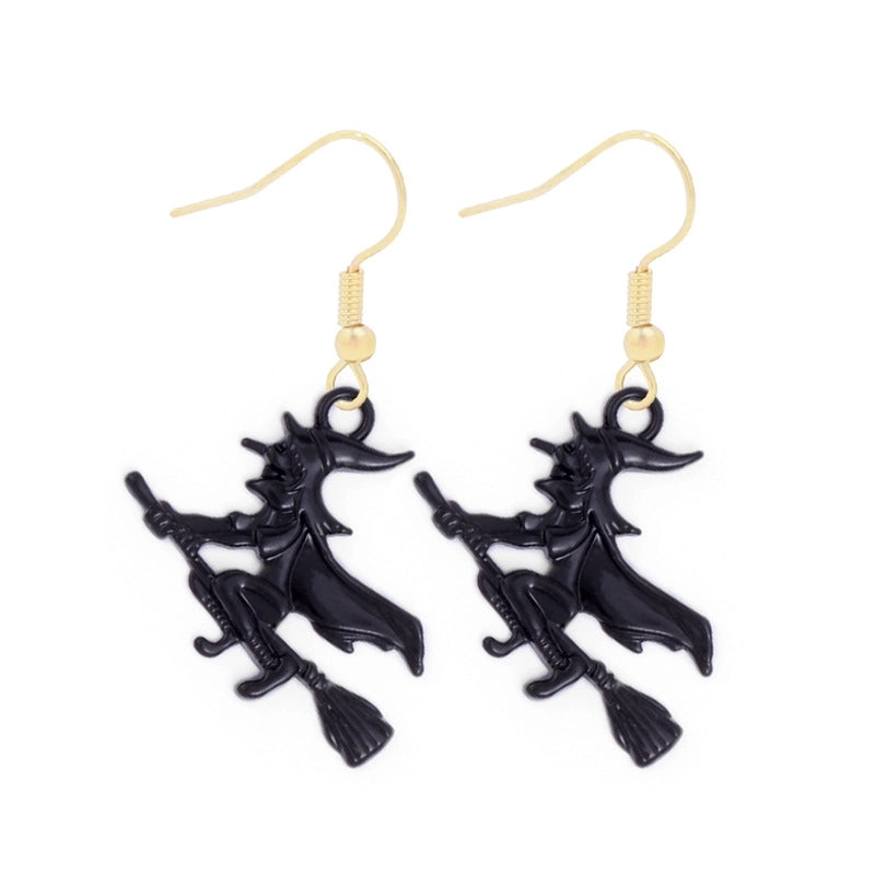 1 Pair Funny Cool Style Pumpkin Spider Web Ghost Enamel Zinc Alloy Drop Earrings