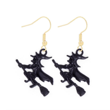 1 Pair Funny Cool Style Pumpkin Spider Web Ghost Enamel Zinc Alloy Drop Earrings