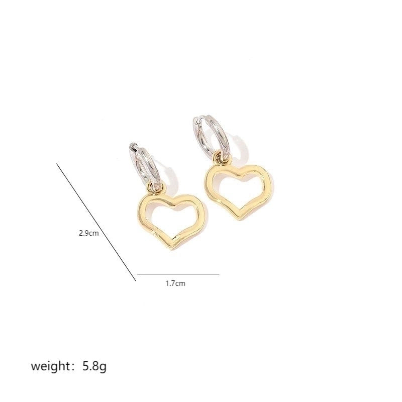 1 Pair Vintage Style Heart Shape Plating Stainless Steel 18K Gold Plated Hoop Earrings