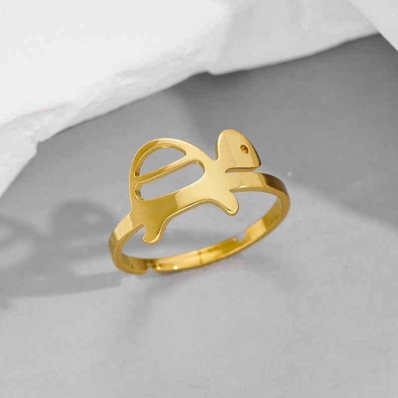 Funny Sweet Pastoral Star Bat Butterfly 201 Stainless Steel 18K Gold Plated Polishing Open Rings