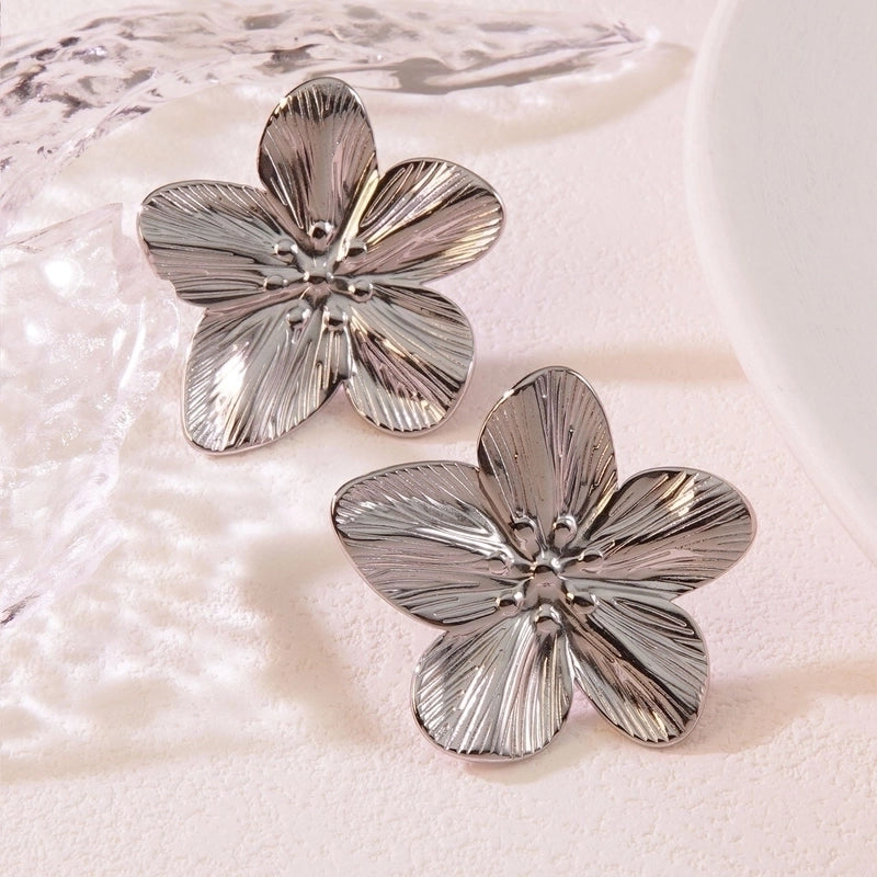 1 Pair Elegant French Style Sweet Geometric Flower 304 Stainless Steel Imitation Gold Ear Studs