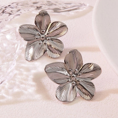 1 Pair Elegant French Style Sweet Geometric Flower 304 Stainless Steel Imitation Gold Ear Studs