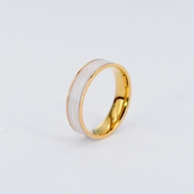 304 Stainless Steel 18K Gold Plated Romantic Sweet Commute Enamel Plating Solid Color Rings