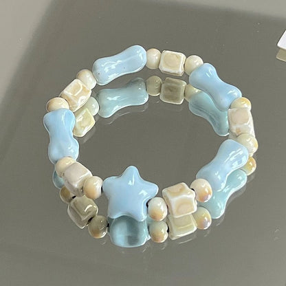 Jingdezhen Ceramic Bracelet New Color-free Women's Summer Student's Antique Beaded Bracelet Small Fresh And Popular