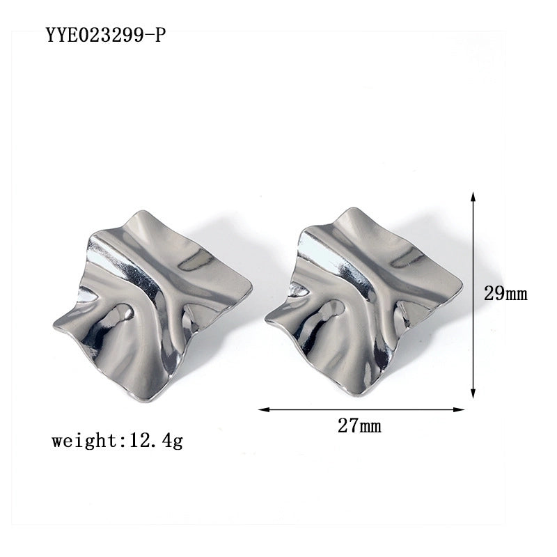 1 Pair Minimalist Irregular Plating Hollow Out Inlay 304 Stainless Steel Pearl 18K Gold Plated Ear Studs