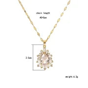 Copper 18K Gold Plated Plating Inlay Double Ring Letter Zircon Necklace