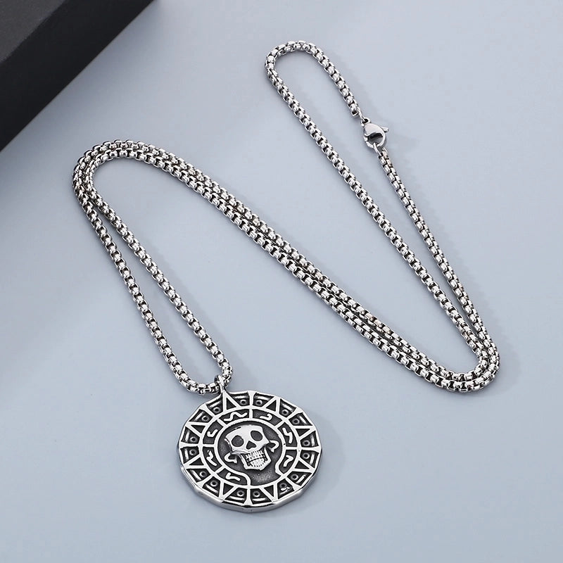 1 Piece 304 Stainless Steel Witches Knot Anchor Skull Pendant Chain Pendant Necklace