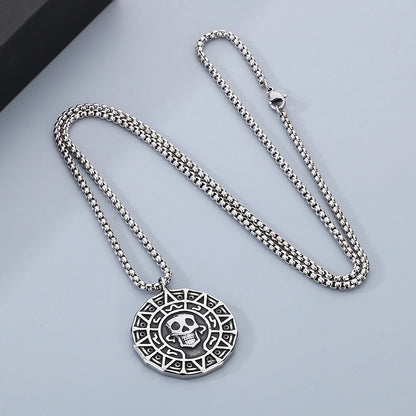 1 Piece 304 Stainless Steel Witches Knot Anchor Skull Pendant Chain Pendant Necklace