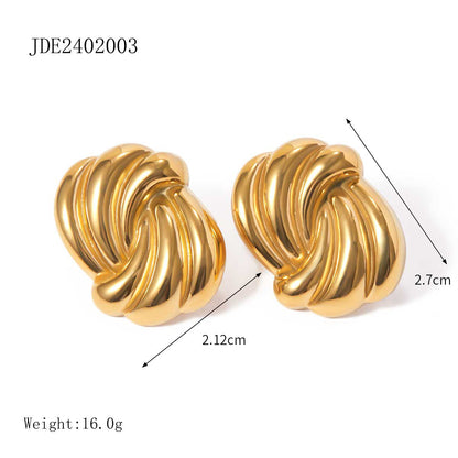 IG Style Asymmetrical Stainless Steel 18K Gold Plated Earrings