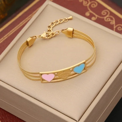 IG Style Basic Heart Shape Stainless Steel 18K Gold Plated Bracelets In Bulk