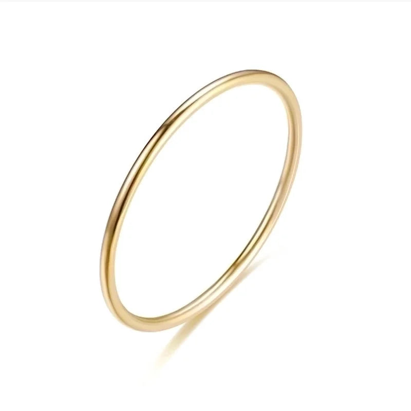 Minimalist Solid Color Titanium Steel 18K Gold Plated Polishing Plating Rings