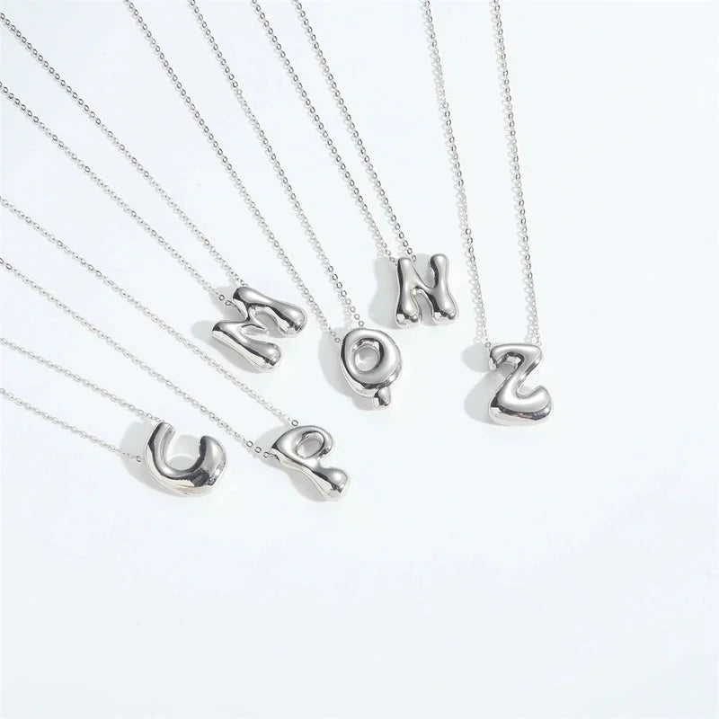 Copper White Gold Plated Letter Pendant Necklace