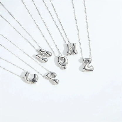 Copper White Gold Plated Letter Pendant Necklace