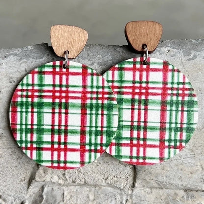 1 Pair Minimalist Christmas Tree Wood Drop Earrings