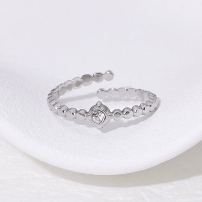 Casual Minimalist Geometric 304 Stainless Steel Hollow Out Inlay Open Rings