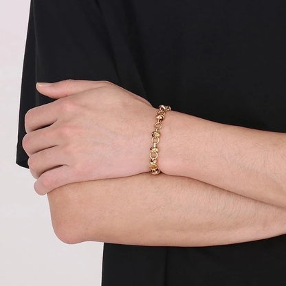 Business Solid Color Titanium Steel 18K Gold Plated Bracelets In Bulk