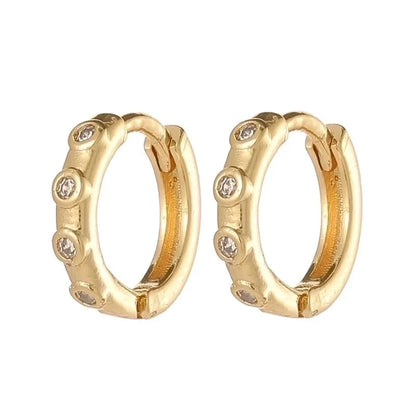 Fashion Water Droplets Copper Hoop Earrings Inlay Zircon Copper Earrings