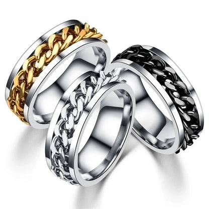 Minimalist Waves Titanium Steel Plating Gold Plated Rings