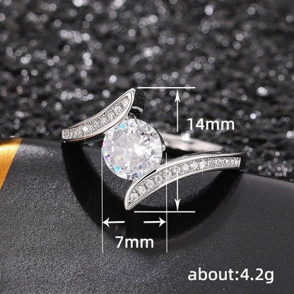 Modern Style Geometric Copper Inlay Zircon Rings