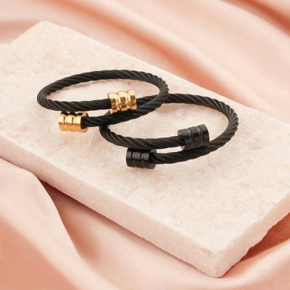 Punk Solid Color Titanium Steel Patchwork Bangle 1 Piece