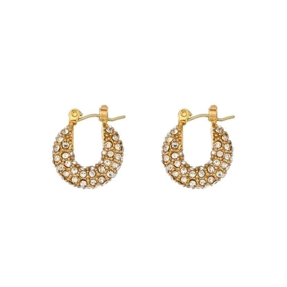 1 Pair Fashion Geometric Plating 304 Stainless Steel Zircon 18K Gold Plated Earrings