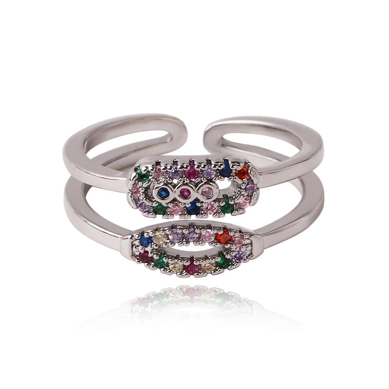Luxurious Women Droplet Geometric Zircon Zircon Inlay Rings