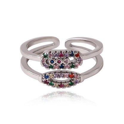 Luxurious Women Droplet Geometric Zircon Zircon Inlay Rings
