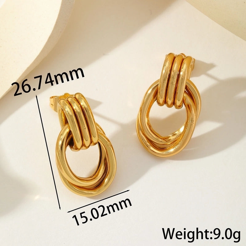 1 Pair Basic Minimalist Geometric 304 Stainless Steel 18K Gold Plated Ear Studs