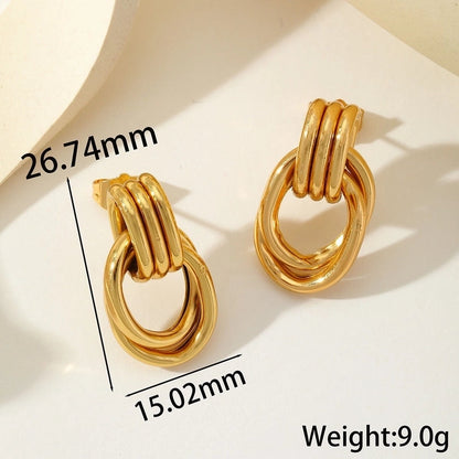 1 Pair Basic Minimalist Geometric 304 Stainless Steel 18K Gold Plated Ear Studs