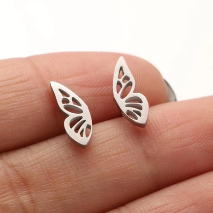 1 Pair Minimalist Butterfly Plating Hollow Out 304 Stainless Steel 18K Gold Plated Ear Studs