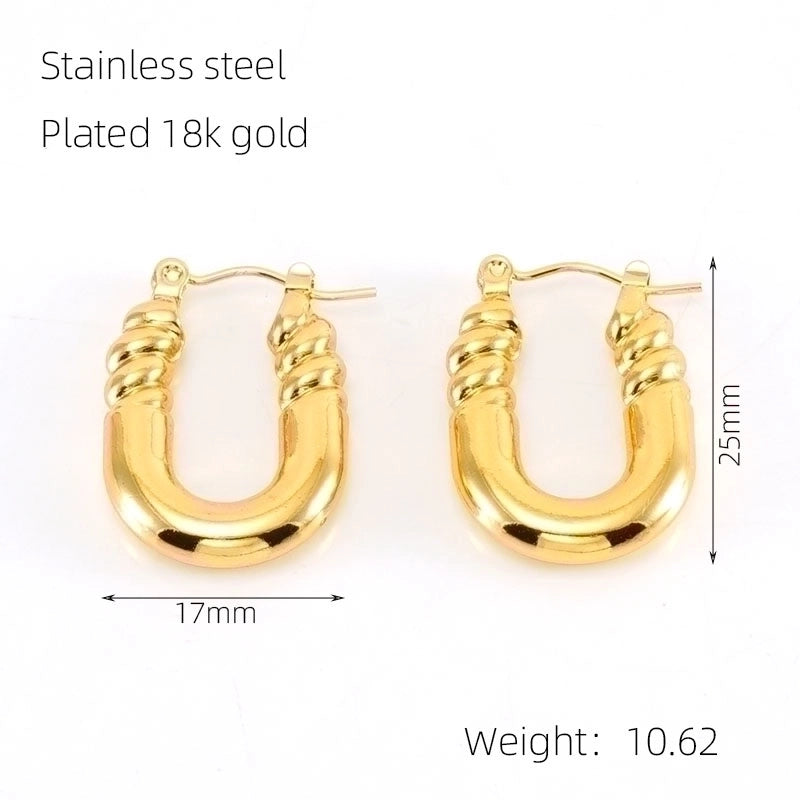 1 Pair Elegant Square Water Droplets Polishing Plating Stainless Steel Titanium Steel 18K Gold Plated Earrings