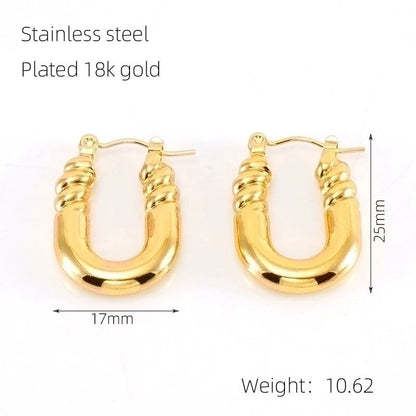 1 Pair Elegant Square Water Droplets Polishing Plating Stainless Steel Titanium Steel 18K Gold Plated Earrings