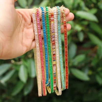 New White Color Zircon Crystal Inlaid Copper Necklace Jewelry Adjustable