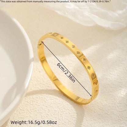 Casual Elegant Geometric Star Titanium Steel 18K Gold Plated Rhinestones Bangle In Bulk