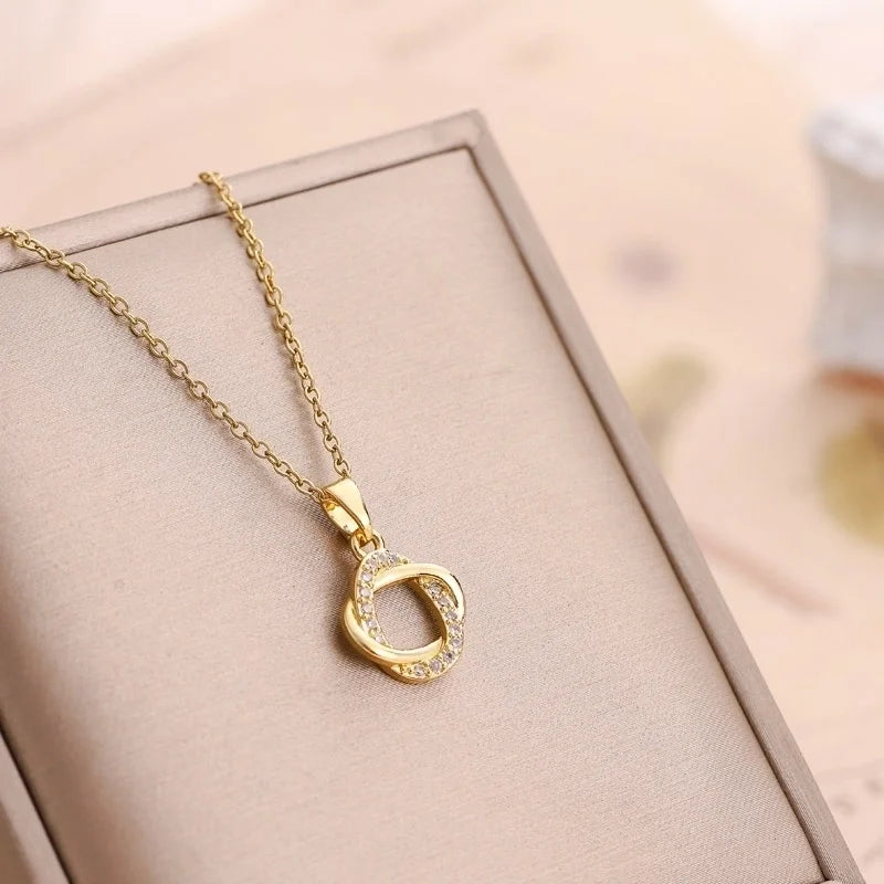 316 Stainless Steel Brass 18K Gold Plated Elegant Minimalist Plating Inlay Fruit Snowflake Rhinestones Pendant Necklace