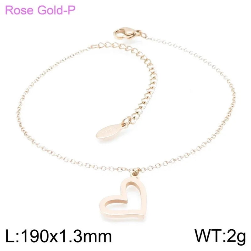 Minimalist Classic Style Heart Shape Stainless Steel Titanium Steel 18K Gold Plated Plating Bracelets Earrings Necklace