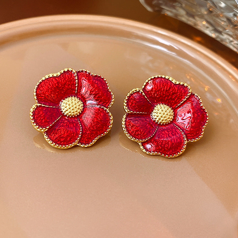 2 Pieces Mid-century Modern Round Geometric Copper Electroplating Earrings