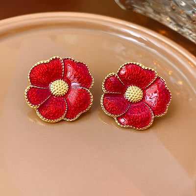 2 Pieces Mid-century Modern Round Geometric Copper Electroplating Earrings