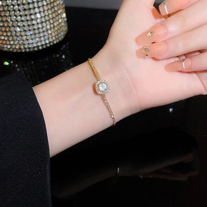 Elegant Lady Heart Shape Flower Bow Knot Titanium Steel Plating Inlay Rhinestones Bracelets