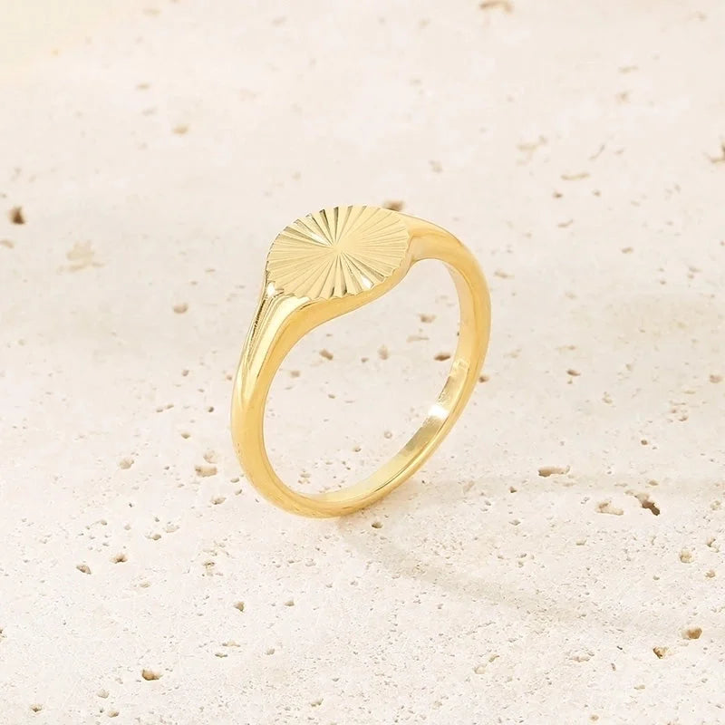 Basic Minimalist Classic Style Geometric 304 Stainless Steel 18K Gold Plated Rings