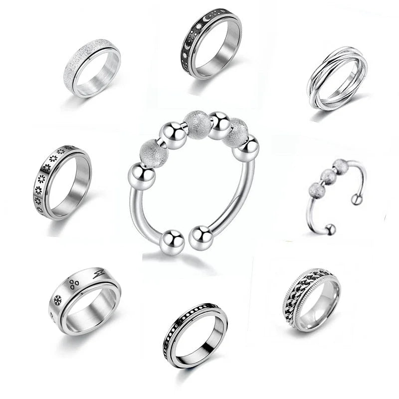 New Fashion Anti-anxiety Rotating Titanium Steel Decompression Couple Ring