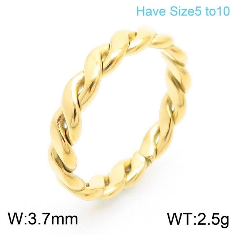Fashion Twist Titanium Steel 18K Gold Plated Polishing Stainless Steel Rings