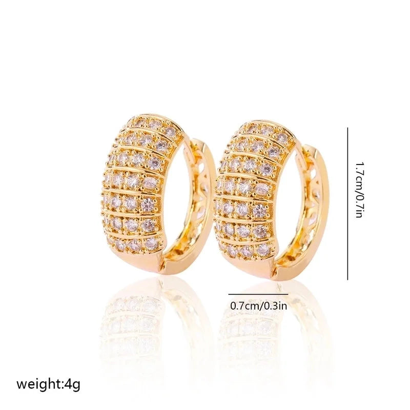 1 Pair Minimalist Solid Color Copper Zircon Earrings